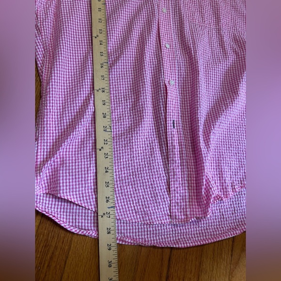 J. McLaughlin Gingham Check Casual Or Dress Shirt Large Pink White - Picture 8 of 9
